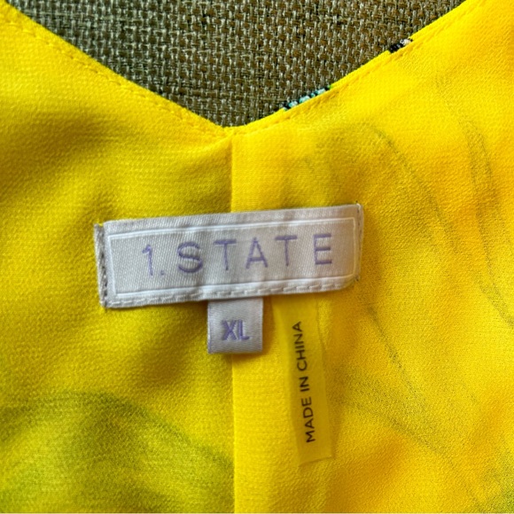 NWT 1. STATE Women’s Size XL Yellow Floral Dress Bird of Paradise Rayon - Picture 8 of 10